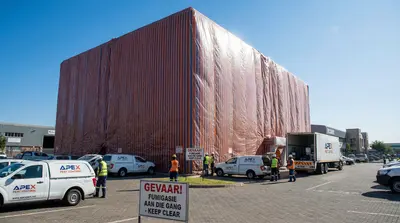 Building fumigation tent setup